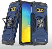 Voor Samsung Galaxy S10e magnetisch pantser schokbestendig TPU + pc-hoesje met metalen ringhouder (blauw)