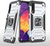 Voor Samsung Galaxy A30 / A50 / A50s Magnetisch pantser Schokbestendig TPU + pc-hoesje met metalen ringhouder (zilver)