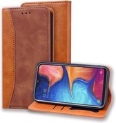 Voor Samsung Galaxy A10e Business Stitching Horizontale Flip lederen tas met dubbele vouw & beugel & kaartsleuven & fotolijst & portemonnee (bruin)