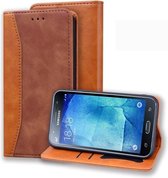 Voor Samsung Galaxy J3 / J310 Zakelijke stiksels Horizontale flip lederen tas met dubbel vouwen & beugel & kaartsleuven & fotolijst & portemonnee (bruin)