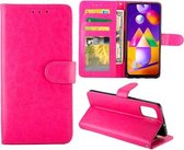 Voor Samsung Galaxy M31S Crazy Horse Textuur Lederen Horizontale Flip Beschermhoes met Houder & Kaartsleuven & Portemonnee & Fotolijst (Magenta)