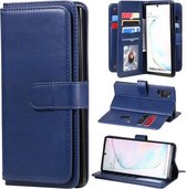 Voor Samsung Galaxy Note10 + multifunctionele magnetische koperen gesp horizontale flip effen kleur lederen tas met 10 kaartsleuven & portemonnee & houder & fotolijst (donkerblauw)