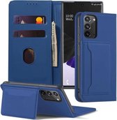 Voor Samsung Galaxy Note20 Ultra 5G Sterk magnetisme Schokbestendig Horizontaal Flip Vloeistofgevoel lederen tas met houder & kaartsleuven & portemonnee (blauw)