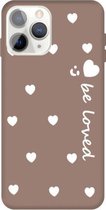 Voor iPhone 11 Pro Max Lachend Gezicht Meerdere Love-Hearts Patroon Kleurrijke Frosted TPU Telefoon Beschermhoes (Khaki)