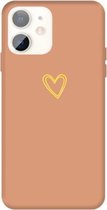 Voor iPhone 11 Golden Love-heart Pattern Colorful Frosted TPU telefoon beschermhoes (Coral Orange)