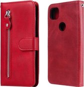 Voor Google Pixel 4a 4G Fashion Kalf Textuur Rits Horizontale Flip Leren Case met Houder & Kaartsleuven & Portemonnee (Rood)