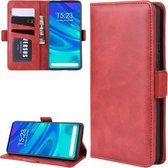 Voor Huawei P Smart Z / Y9 Prime 2019 / Enjoy 10 Plus Dubbele gesp Crazy Horse Zakelijke mobiele telefoon Holster met kaart Portemonnee Beugelfunctie (rood)