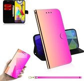 Voor Samsung Galaxy M31 Lmitated Spiegeloppervlak Horizontale Flip Leren Case met Houder & Kaartsleuven & Portemonnee & Lanyard (Kleurverloop)