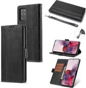 Voor Samsung Galaxy S20 + Retro Textuur Contrast Kleur Splicing Horizontale Flip TPU + PU Leren Case met Kaartsleuven & Houder & Portemonnee (Zwart)