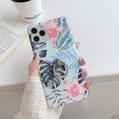 Voor iPhone 11 Pro Kleurrijke Laser Flower-serie TPU mobiele telefoonhoes met diamanten ringhouder (rode bloem)