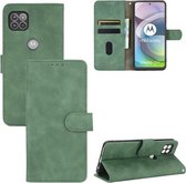 Voor Motorola Moto G 5G Effen Kleur Huidgevoel Magnetische Gesp Horizontale Flip Kalftextuur PU Lederen Case met Houder & Kaartsleuven & Portemonnee (Groen)