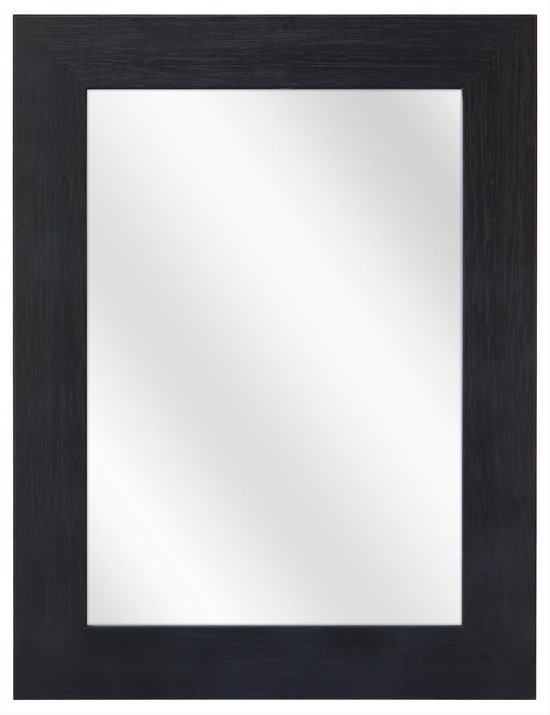 Teleurgesteld Nuchter Ontmoedigd zijn Spiegel met Brede Houten Lijst - Zwart - 50 x 60 cm | bol.com