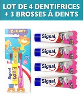 SIGNAL Pack 3 kindertandenborstels + 4 Strawberry gaga tandpasta