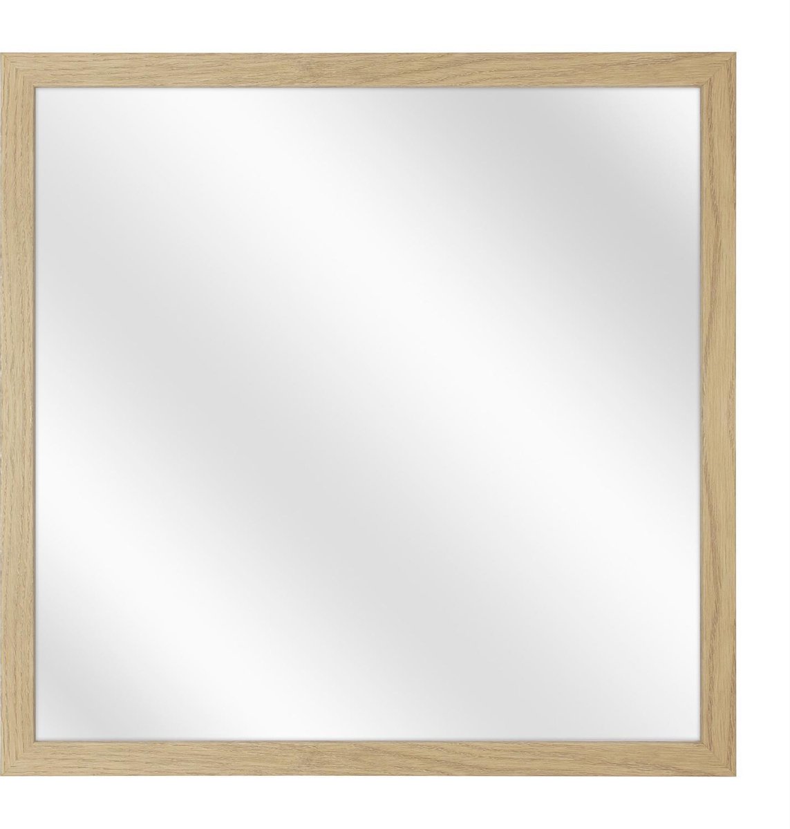 Spiegel met Vlakke Houten Lijst - Natuur Eik - 30 x 30 cm