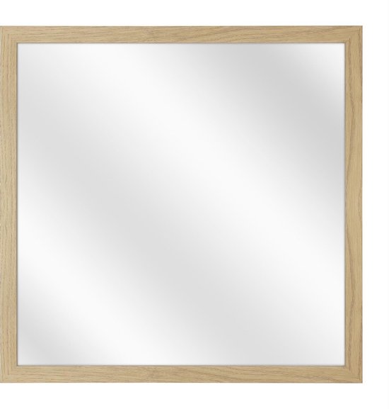Miroir avec cadre en bois plat - Chêne naturel - 30 x 30 cm
