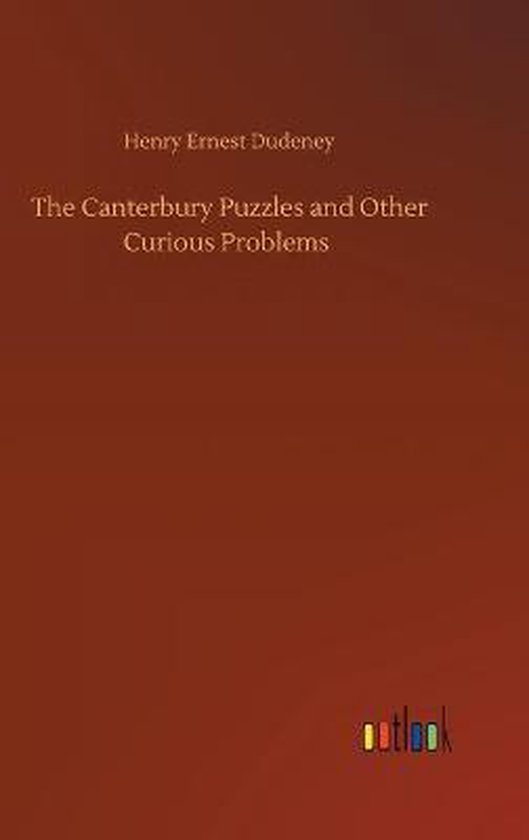 Boek "The Canterbury Puzzles and Other Curious Problems" van Henry Ernest Dudeney, met een bruine omslag en het Outlook-logo.