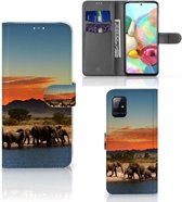 Wallet Book Case Samsung Galaxy A71 Telefoon Hoesje Olifanten