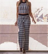 2 Delige set-playsuit-wit/zwart-croptop en broek- Maat S/M