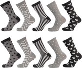 Grappige sokken - Funny Socks - Sokken dames - Moederdag cadeautje - Cadeau voor vrouw - Patroon grijs - Maat 36/41 - 10 paar
