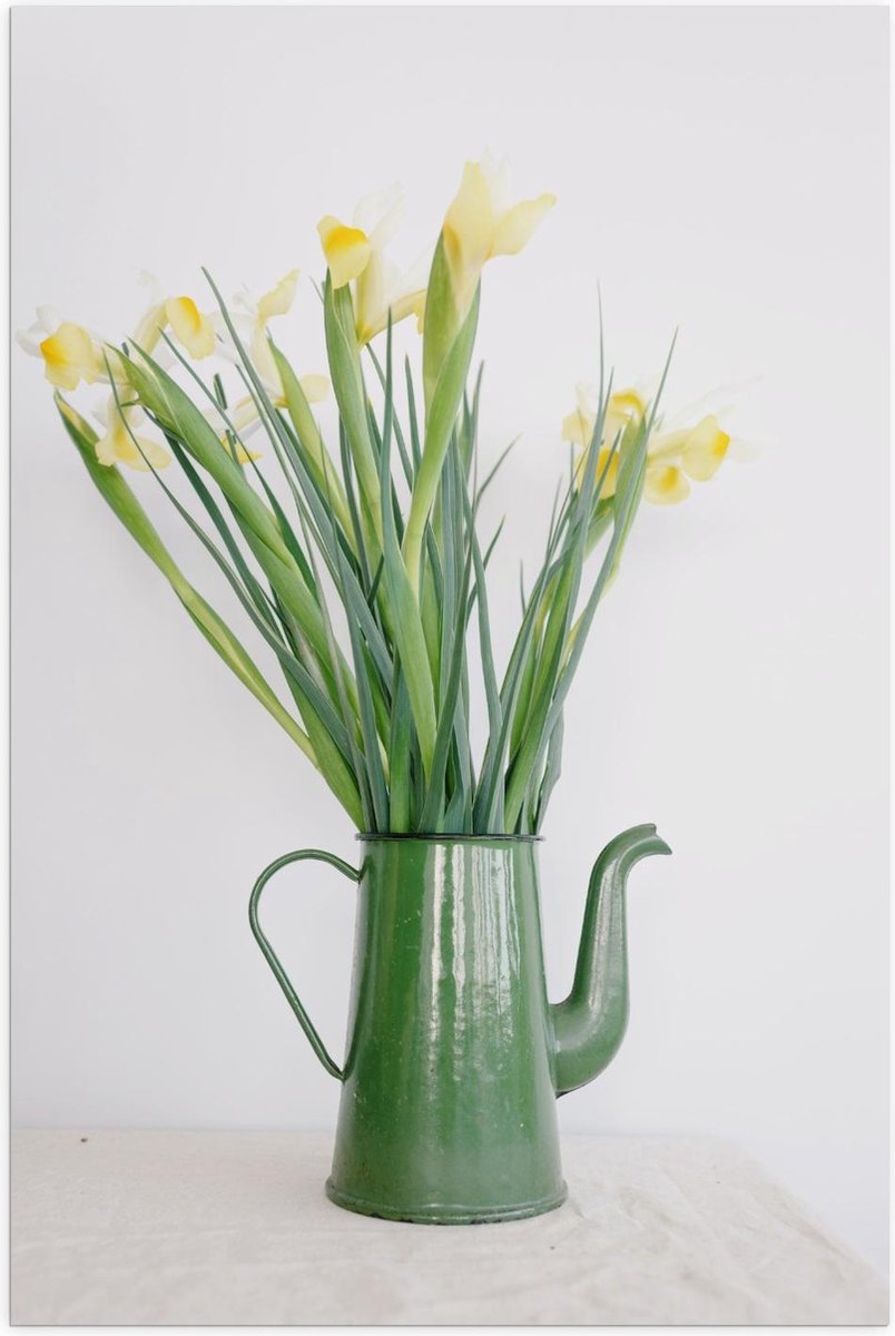 Poster – Groene Gieter met Bloemetjes - 40x60cm Foto op Posterpapier