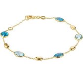 N-joy trendstyle 14k gouden armband met blauwe topaas 15574