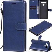 Voor LG K41S / K51S effen kleur horizontale flip beschermende lederen tas met houder & kaartsleuven & portemonnee & fotolijst & lanyard (blauw)