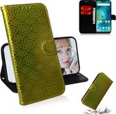 Voor xiaomi redmi 6 pro effen kleur kleurrijke magnetische gesp horizontale flip pu lederen case met houder & kaartsleuven & portemonnee & lanyard (goud)