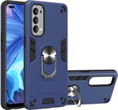 Voor OPPO Reno4 4G Armor Series PC + TPU beschermhoes met ringhouder (koningsblauw)