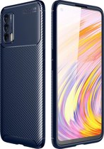 Voor OPPO Realme V15 koolstofvezel textuur schokbestendig TPU-hoesje (blauw)