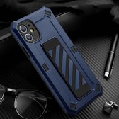 Bright Shield 3 in 1 Shockproof TPU + PC + Back Silicone Webbing beschermhoes voor iPhone 12 Pro Max (blauw)