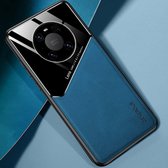 Voor Huawei Mate 40 Pro All-inclusive leer + beschermhoes van organisch glas met metalen ijzeren plaat (koningsblauw)