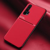 Voor Huawei Honor 20 Pro Classic Tilt Strip Grain Magnetisch Schokbestendig PC + TPU Case (Rood)