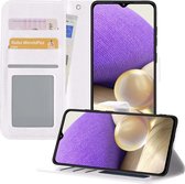 Samsung A32 5G Hoesje Book Case Hoes - Samsung Galaxy A32 5G Case Hoesje Wallet Cover - Samsung Galaxy A32 5G Hoesje - Wit