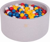 Ronde Ballenbak set incl 300 ballen 90x40cm - Licht Grijs: Rood, Geel, Parel Wit, Parel Blauw