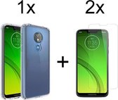 Motorola G7 Power hoesje shock proof case transparant hoesjes cover hoes - 2x Motorola G7 Power screenprotector
