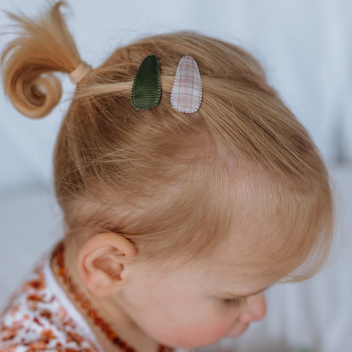 Baby haarspeldjes met stof - Neutral check | Baby | bol.com