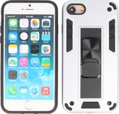 iPhone SE 2020 Hoesje - iPhone 8 Hoejse - iPhone 7 Hoesje - Tough Armor Hardcase - Telefoonhoesje Met Standfunctie - Bestcases Backcover - Zilver