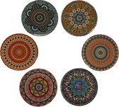 Onderzetters voor glazen - Tafelaccessoires -  Onderzetters - kurk - Coasters - Set van 6 - Onderzetter - Mandala design  - Cadeau - Kerstcadeau