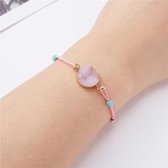geluks armband - armband als cadeau - armband gift -armband kado -armband met steen -roze armband -Roze armband met steen hangertje | Roze Armband | Armband