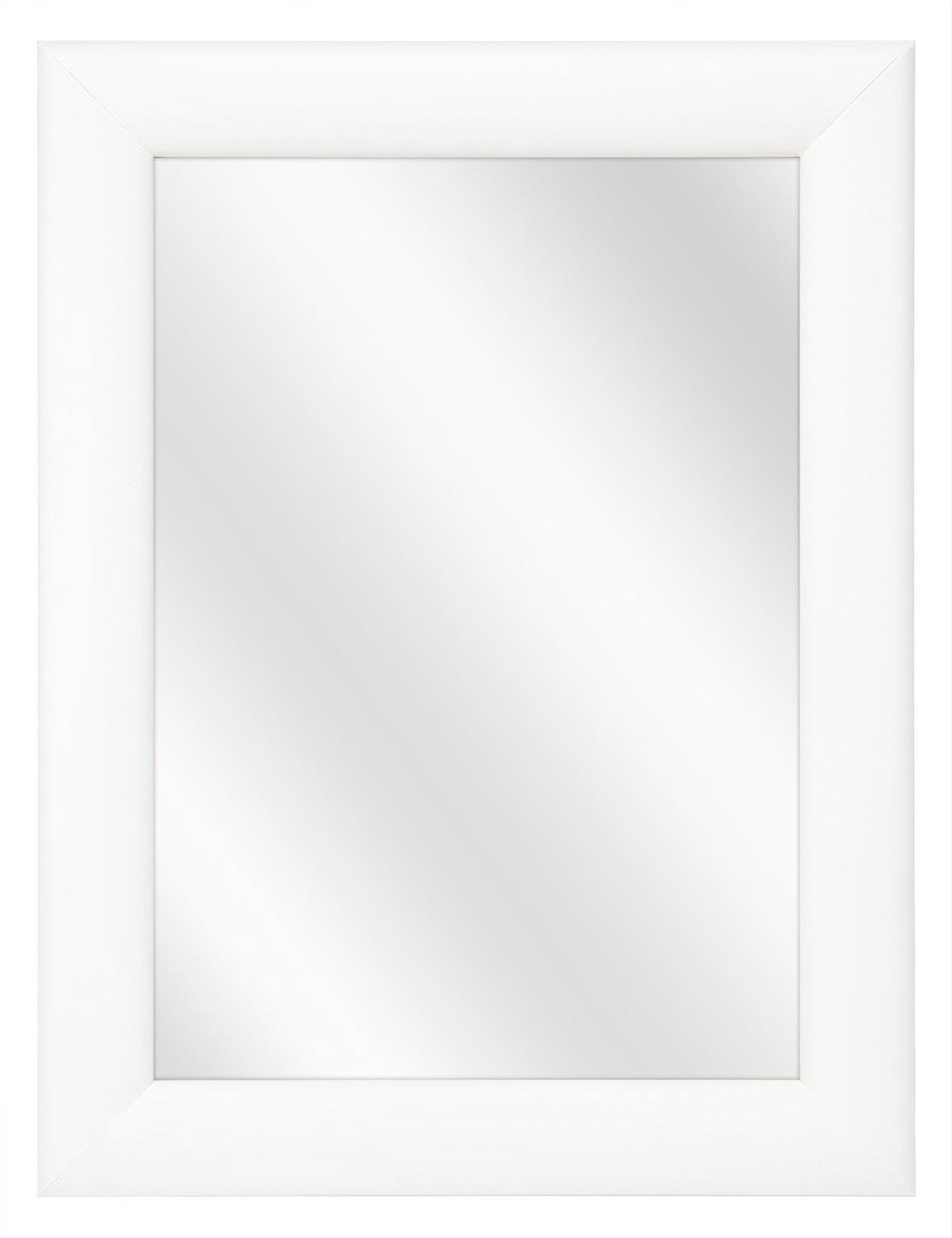 Spiegel met Ronde Houten Lijst - Wit - 24 x 30 cm