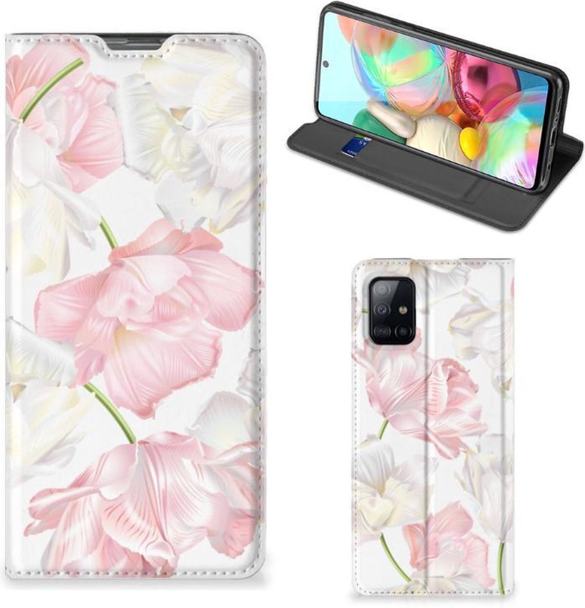 Standcase Hoesje voor Samsung Galaxy A71 Smart Cover Lovely Flowers