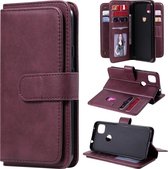 Voor Google Pixel 4a 4G Multifunctionele Magnetische Koperen Gesp Horizontale Flip Leren Case met Beugel & 10 Kaartsleuven & Portemonnee & Fotolijst (Wijnrood)