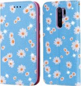 Voor Xiaomi Redmi 9 Glittering Daisy magnetische horizontale flip lederen tas met houder & kaartsleuven en fotolijst (blauw)