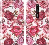 Voor Xiaomi Redmi 8 / 8A 3D-schilderij Gekleurd tekeningpatroon Horizontaal Flip TPU + PU-lederen hoes met houder & kaartsleuven & portemonnee & lanyard (rode bloemen)