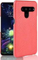 Schokbestendige krokodiltextuur pc + PU-beschermhoes voor LG V50 ThinQ 5G (rood)