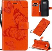 Voor LG G8X Pressed Printing Butterfly Pattern Horizontale Flip PU lederen tas met houder & kaartsleuven & portemonnee & lanyard (oranje)