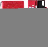 Voor OPPO Reno4 Pro 4G Sun Embossing Pattern Horizontale Flip lederen tas met kaartsleuf & houder & portemonnee & lanyard (rood)