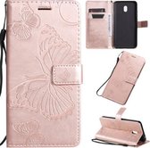 Voor Xiaomi Redmi 8A Pressed Printing Butterfly Pattern Horizontale Flip PU Leather Case met houder & kaartsleuven & portemonnee & Lanyard (Rose Gold)