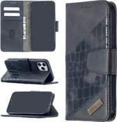 Voor iPhone 12 Max / 12 Pro Bijpassende kleur Krokodiltextuur Horizontale flip PU lederen tas met portemonnee & houder & kaartsleuven (zwart)