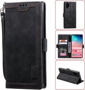 Voor Galaxy Note 10 Pro Retro Splicing Horizontale Flip lederen tas met kaartsleuven & houder & portemonnee (zwart)